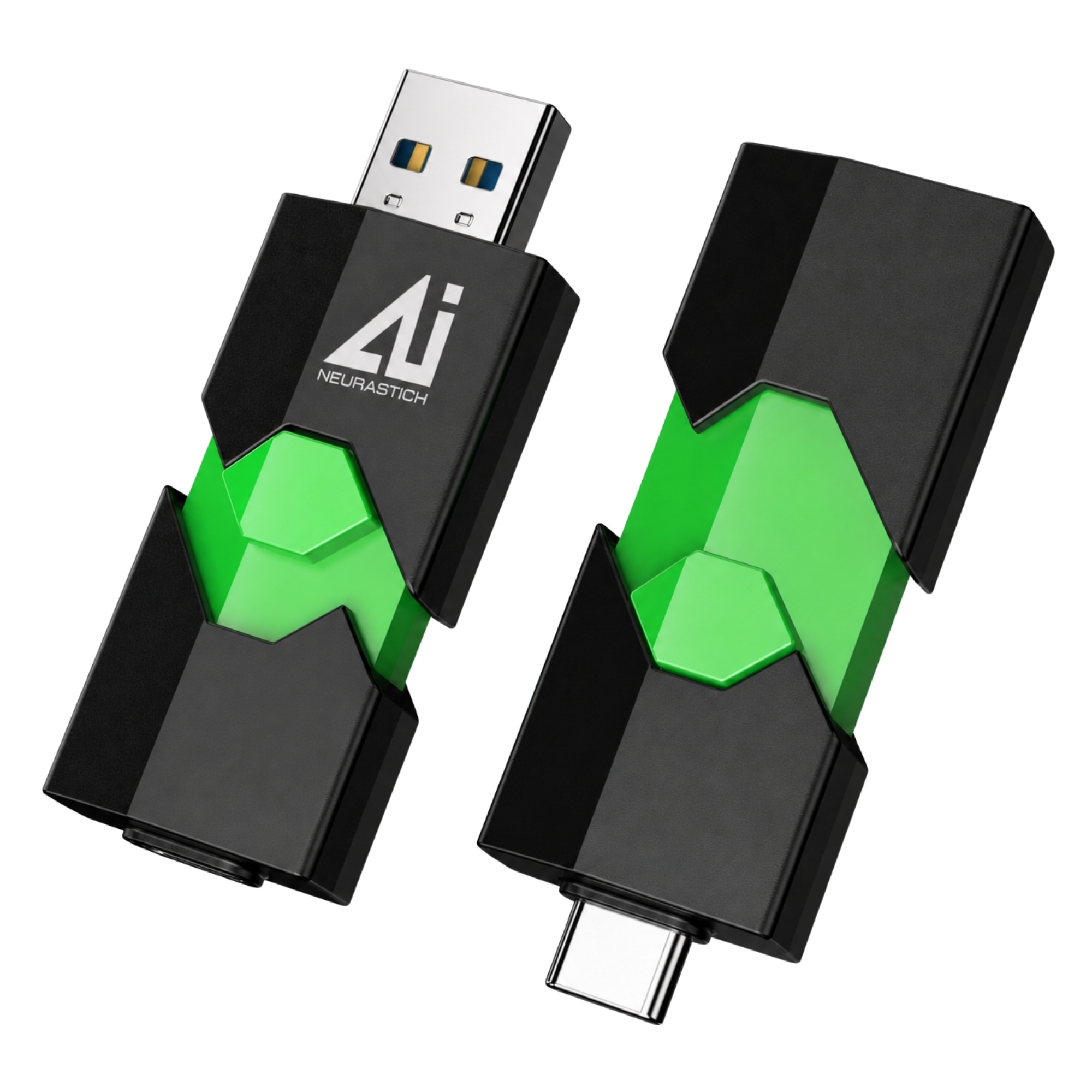 Neurastick dual USB-A and USB-C private AI flash drive